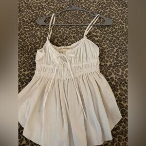 We The Free White Ruched Top with Tie Accents